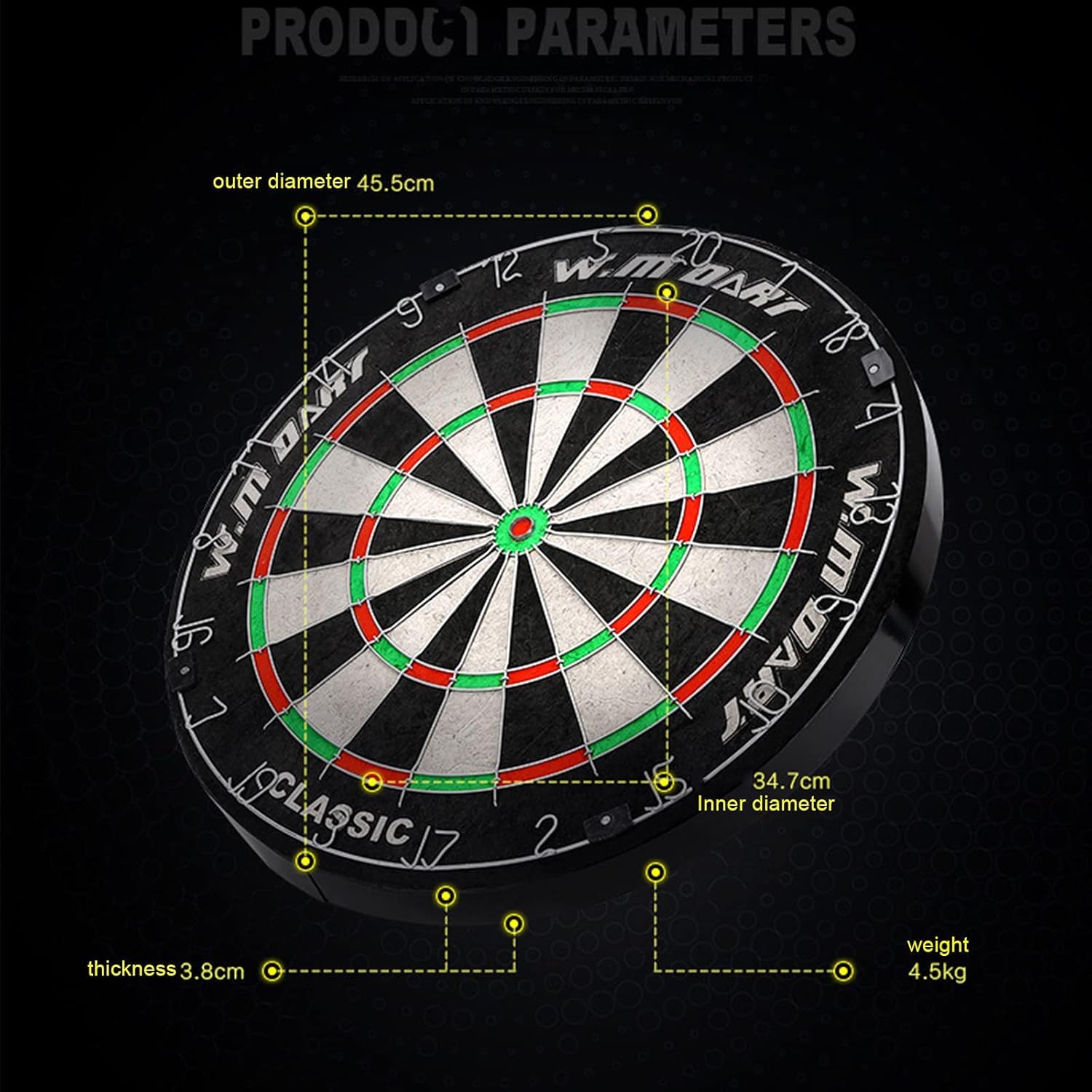 18“ Massivholz Borsten Dartboard Schrank Set Dartspiel Center mit selbstheilenden Sisal/Doppelseitige Dartscheibe, Profi Dartboard Set mit 6 Tip Darts, Classic Dartboard mit Schrank