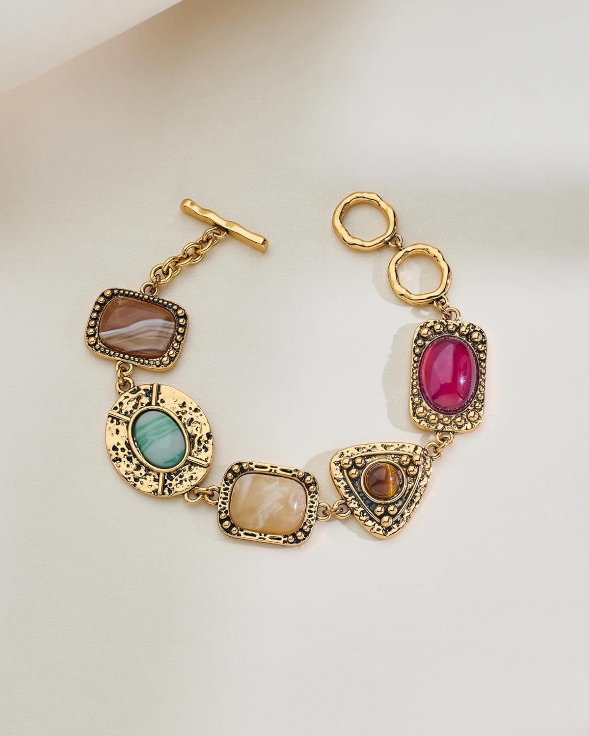 Vintage Geometric Stone Charm Bracelets for Women Trendy Chunky Gold Chain Link Bracelet Boho Statement Bangle Bracelets Jewelry - Image 5