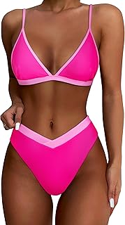 Bikini en forma de V para mujer, corte alto, triángulo, 2 piezas