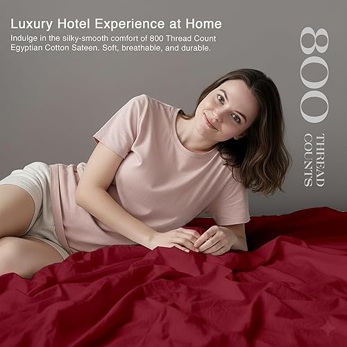 Miniatura 139 de Bluemoon Homes Sábanas de algodón egipcio tamaño California King, sábanas de 100% algodón egipcio de 800 hilos, 4 piezas, algodón de fibra extra
