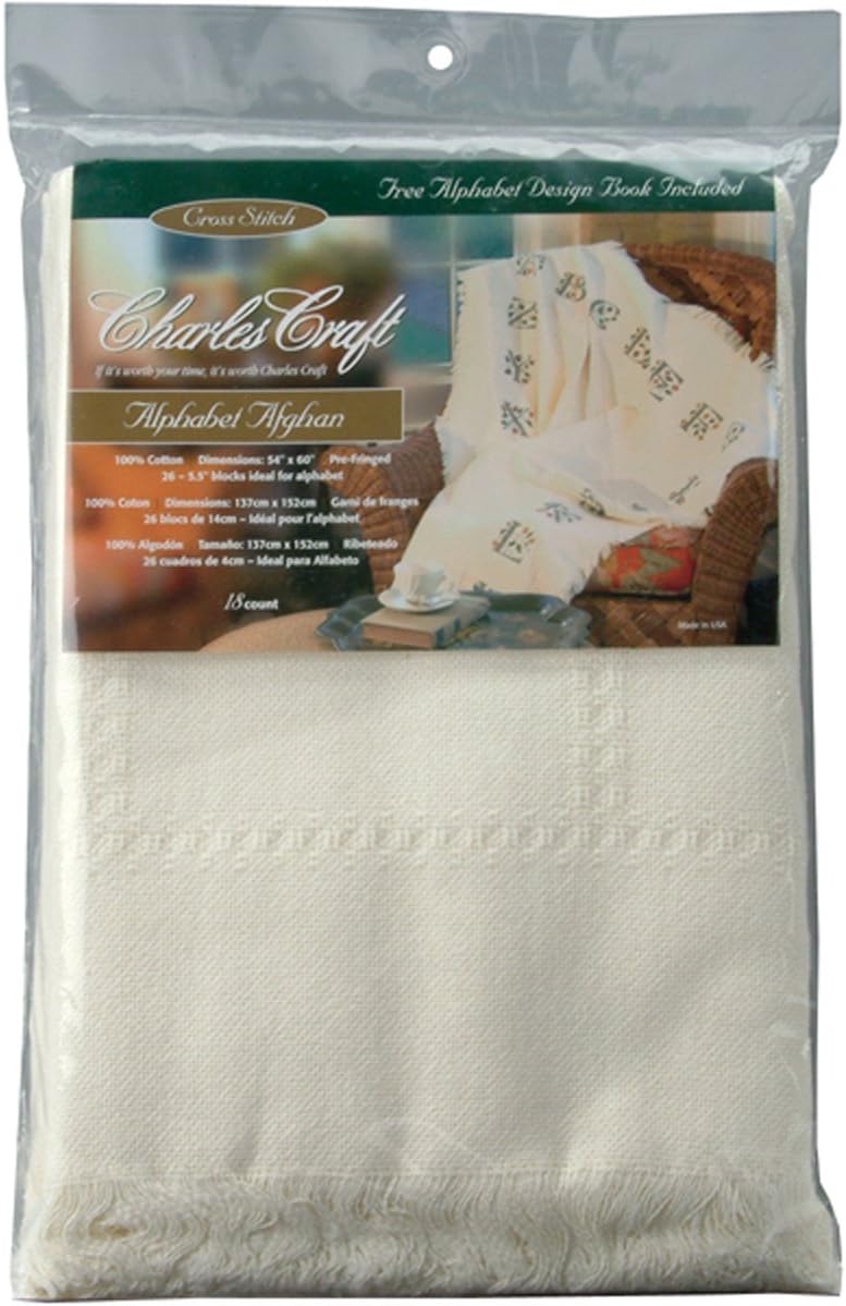 DMC AF7010-2724 Alphabet Afghan Cotton, Ecru