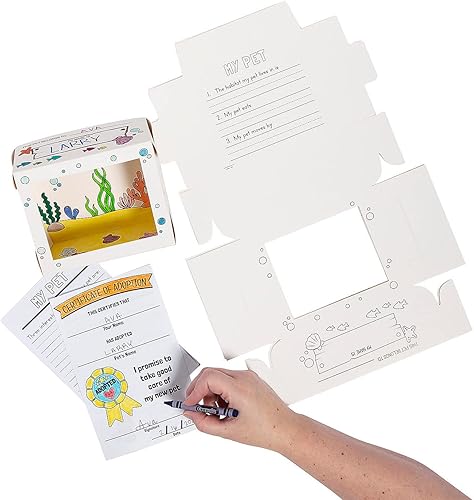 Fun Express Colorea tu propio hábitat oceánico para mascotas con certificados de adopción, suministros escolares bíblicos para vacaciones VBS, 12