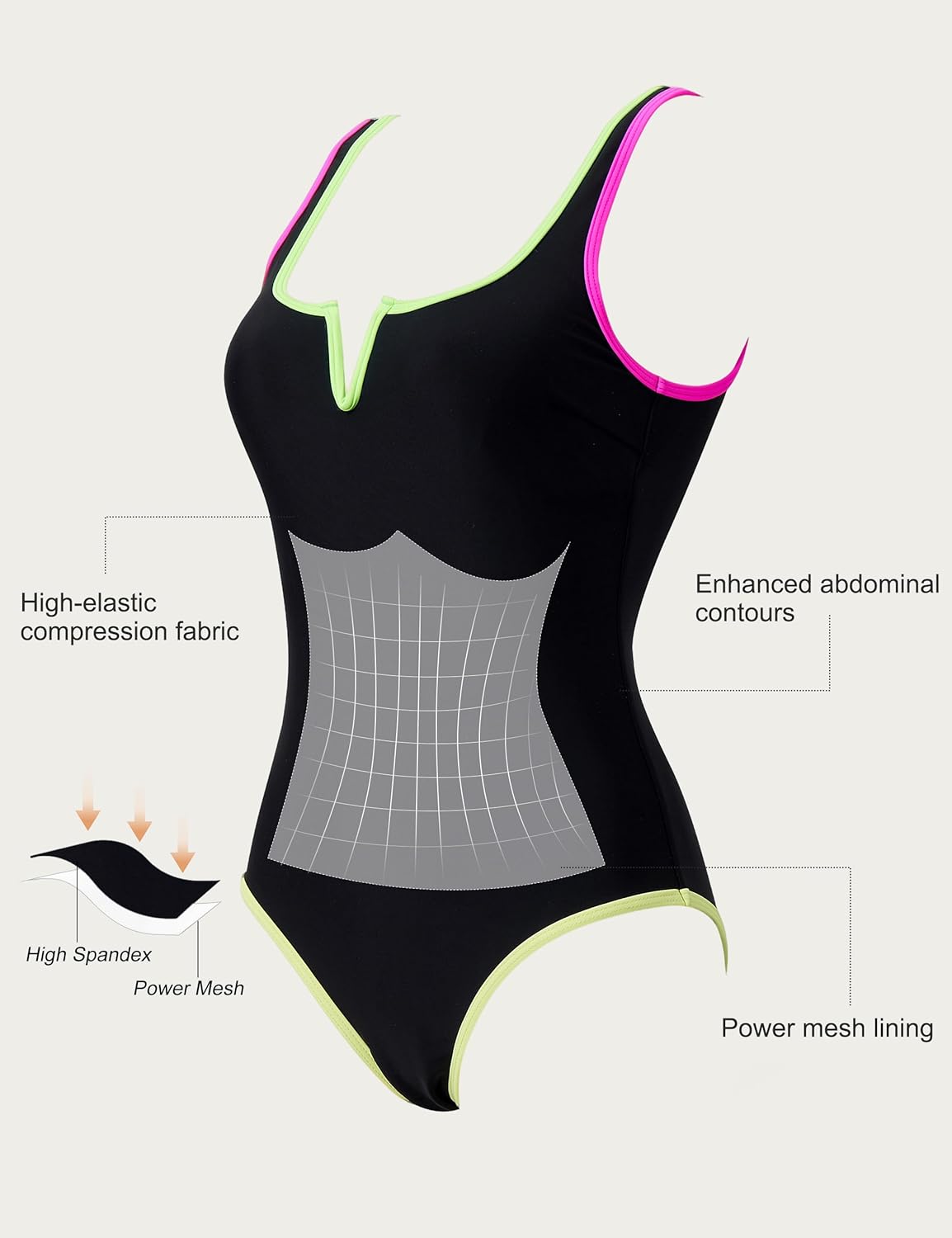 SUUKSESS Women Sexy Tummy Control One Piece Swimsuits High Cut Bathing Suit 2026