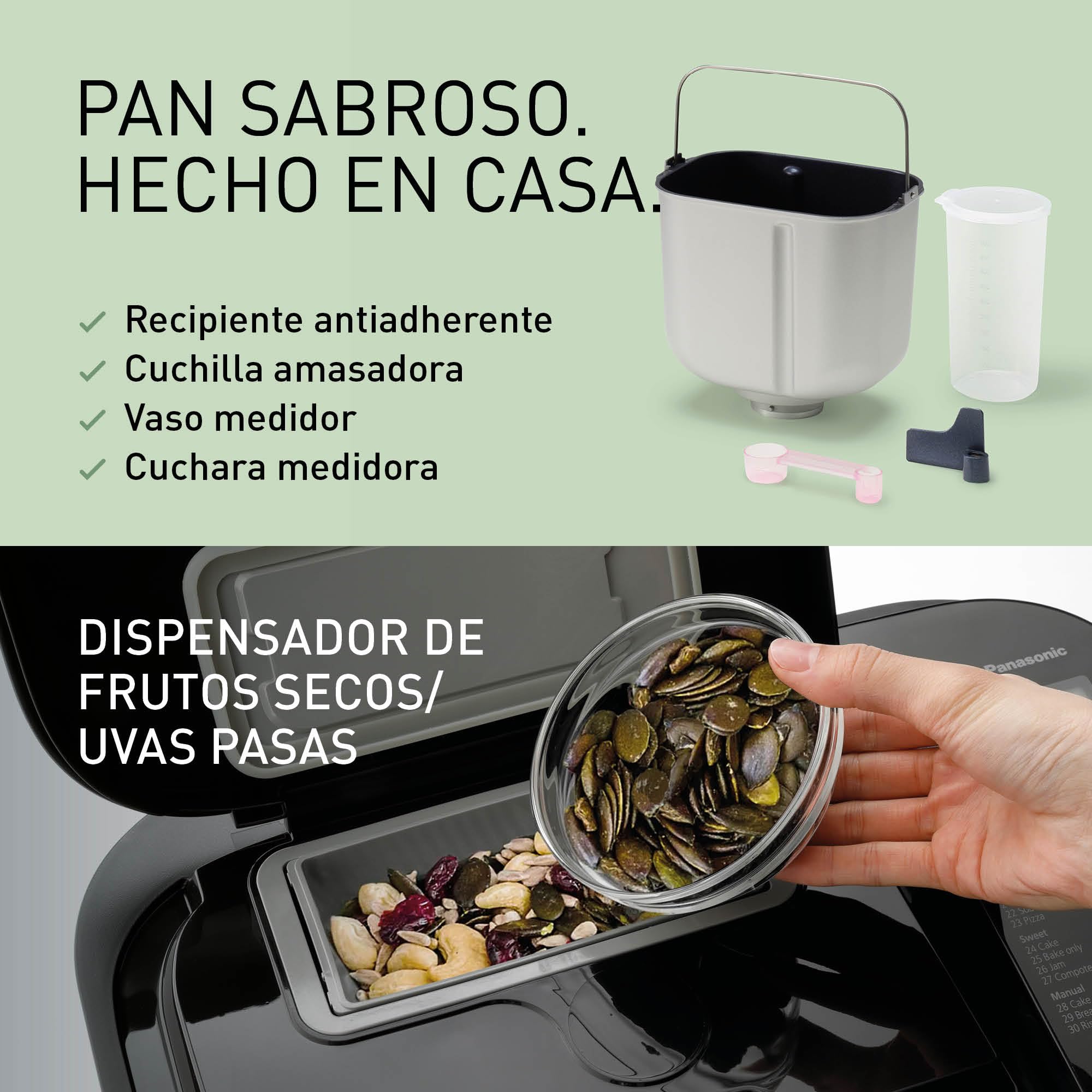Panasonic SD-R2530 Panificadora Automática con Dispensador, 850 W, Sensor de Temperatura, Temporizador Digital 13H, 30 Programas, Negro