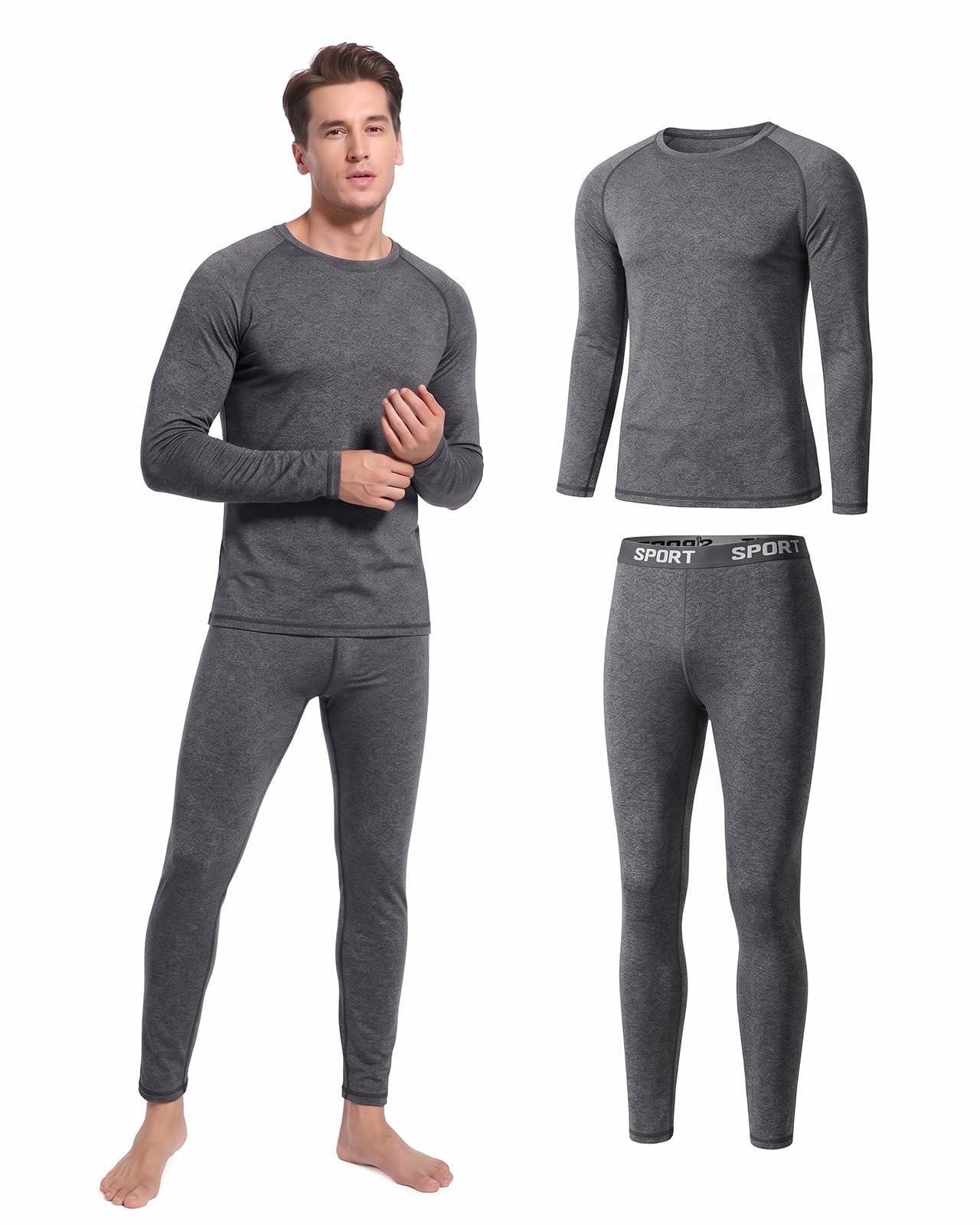 Intimo Termico Uomo, Tuta Termica Invernale Maglia Manica Lunga e Pantaloni | Completo caldo e traspirante Funzionale Set, ideale come primo strato per sci, ciclismo, corsa e training
