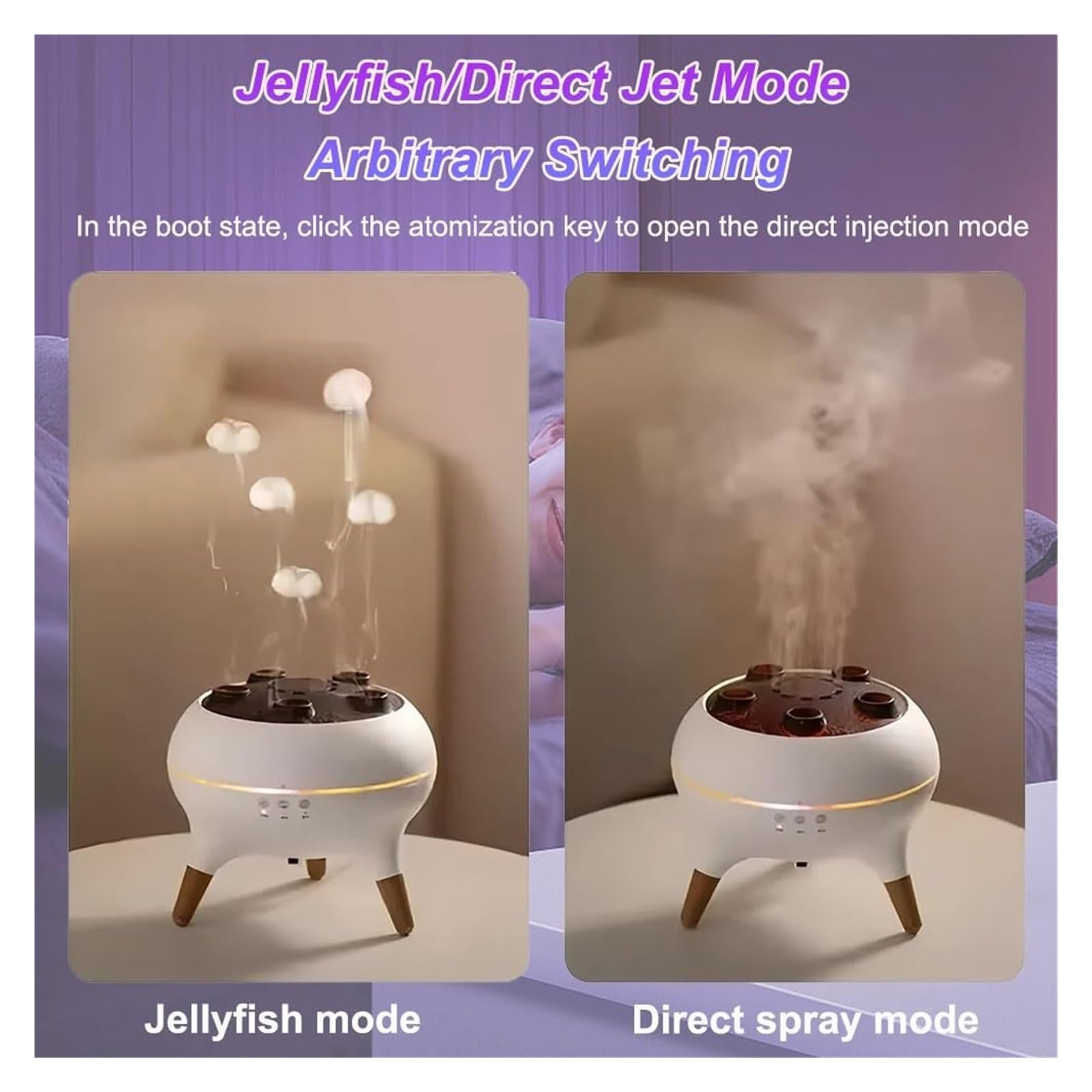 Dynamiczny nawilżacz meduzy, dyfuzor olejków eterycznych 250 ml, dyfuzor tańczący meduza LED, 7 kolorów, odpowiedni do sypialni i biura, pilota, timera 4/8, automatyczne wyłączanie