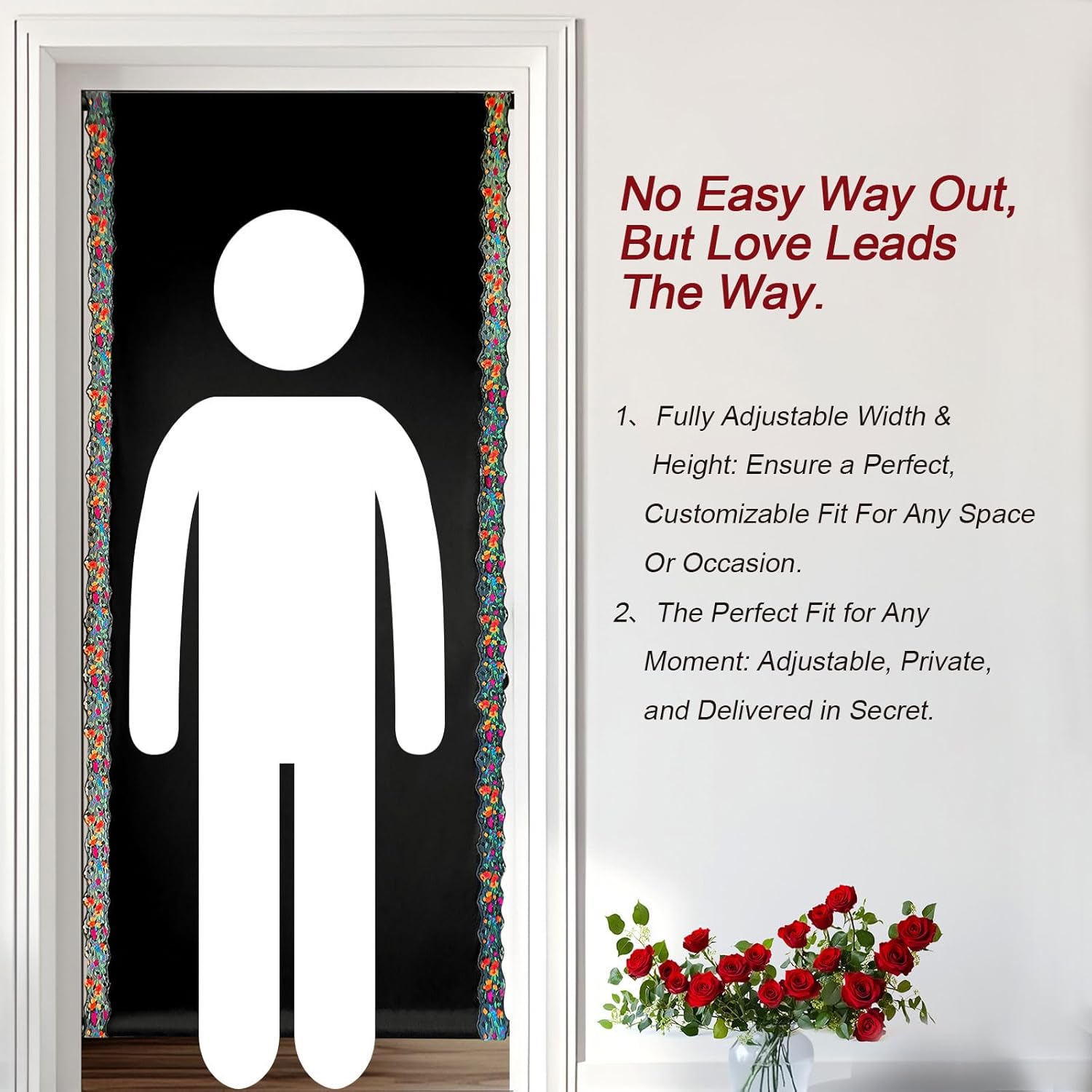 Glory Hole wall Doorway Kit,Quick-Setup Adjustable Door Curtain with Romantic Lace Detail, BDSM Bondage Toy Portable Gift, Fits Most Standard Door Sizes, Gloryhole Doorway Curtain Set