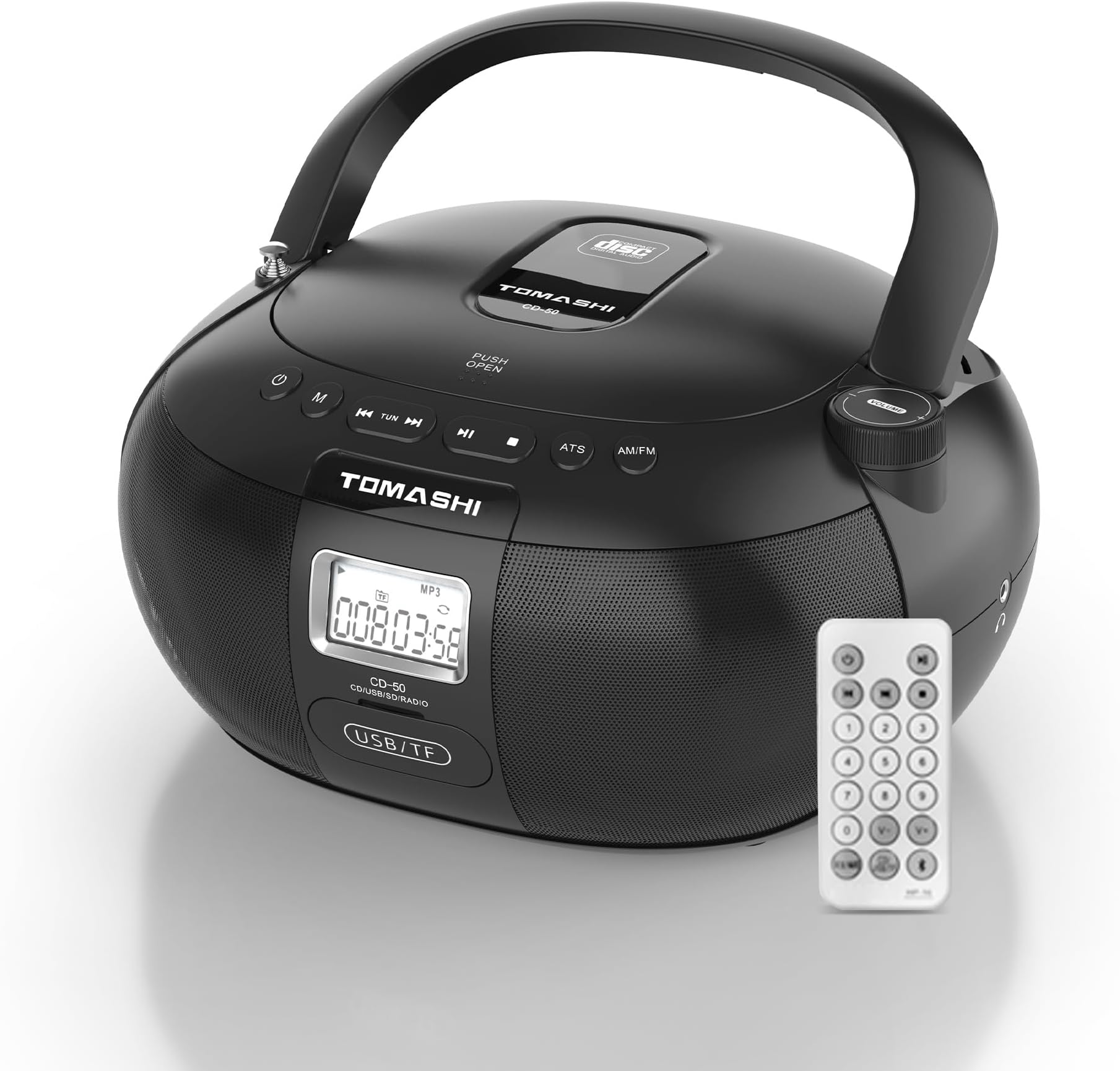 Amazon.com: TOMASHI CD-50 CD Player Boombox in Black Portable CD Player ...