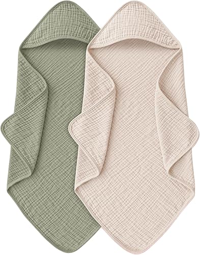 Toallas de muselina para bebé con capucha para recién nacido, toallas de baño 100% algodón, suaves y absorbentes, toalla de bebé con capucha para