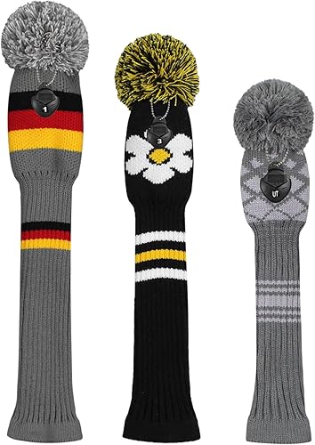 Miniatura 2 de Scott Edward Juego de 3 fundas de cabeza de golf de punto para maderas se adapta bien al conductor (460 cc) madera de pasillo e híbrido (UT), el