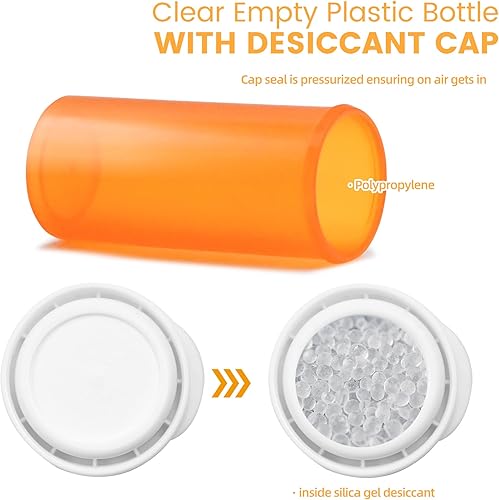 Miniatura 5 de Botella de píldoras con tapa desecante, botella de medicina, botellas de píldoras vacías con tapas, botellas de píldoras vacías (6 dram, paquete de