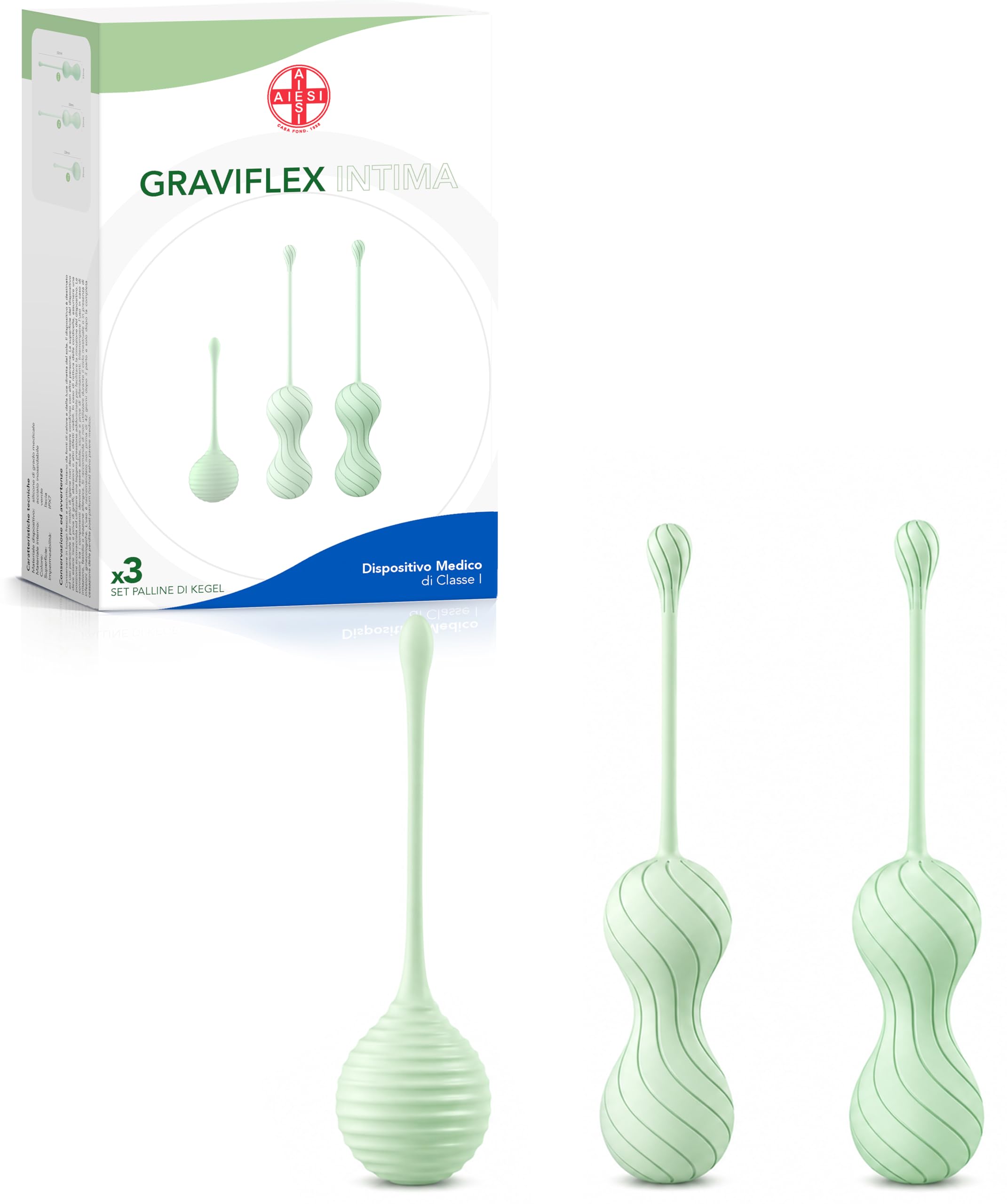 AIESI® Palline di Kegel donna per esercizi del pavimento pelvico GRAVIFLEX INTIMA, Dispositivo Medico Certificato, Garanzia Italia 24 mesi