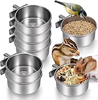 IANFAN 8-Pack Stainless Steel Bird Bowls with Clamp Holders - Durable Parrot Feeders for Cages, Cockatiels, Conures, Budgies & Small Pets