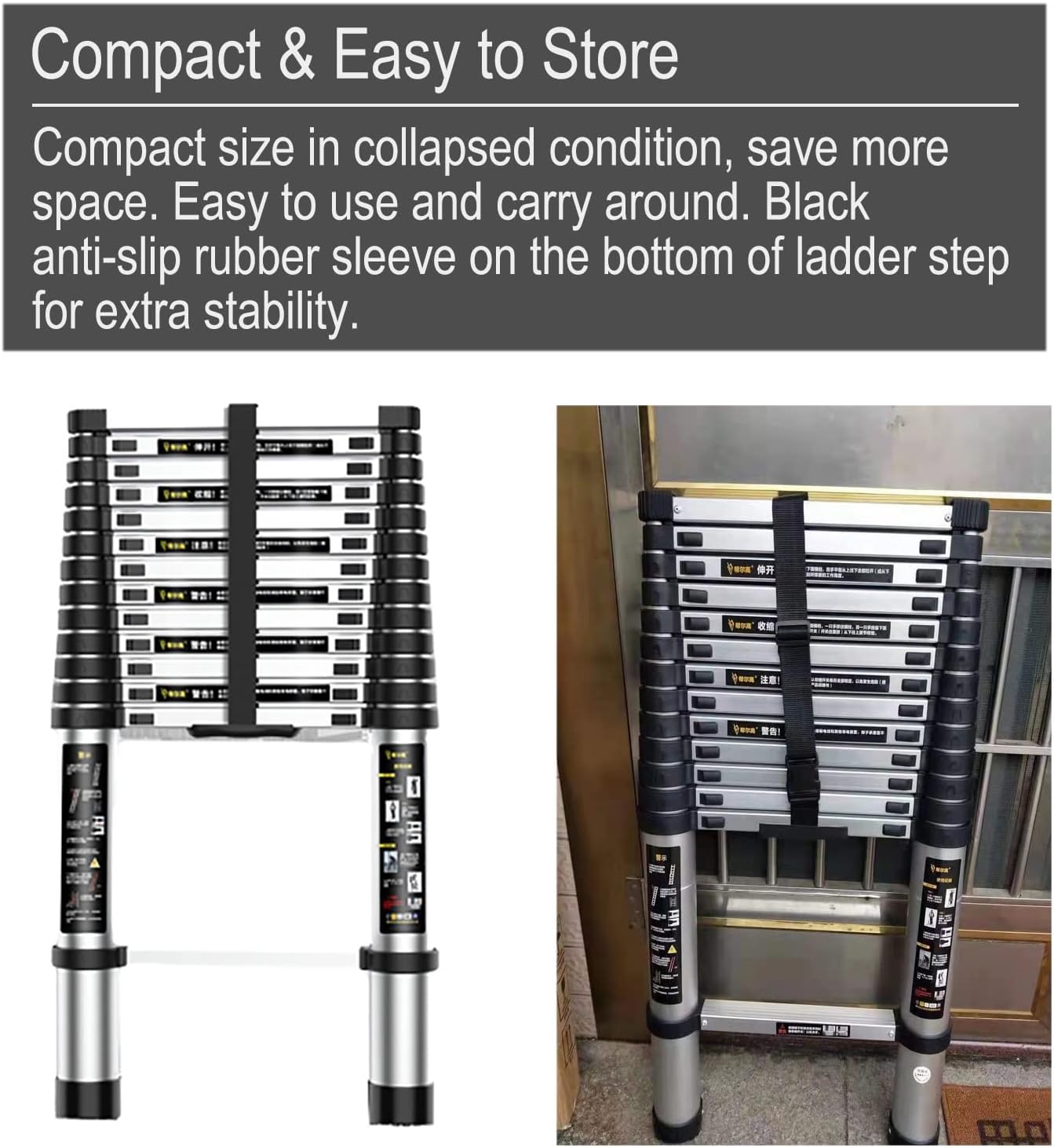 Telescoping Ladder Extension Telescoping Ladder with Removable Hook, Non- Slip Portable Telescoping Steps Ladders, Multi-Purpose Attic Telescoping Ladder, Easy to Store (Size : 4.1