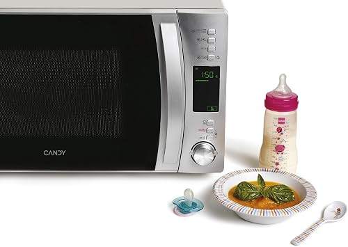 Candy CMXG22DS Micro ondes Grill,Puissant 800W+Gril 1000W,22L, Drogrammateur electronique,10 menus auto, Décongelation poids/temps, Démarrage express, Sécurité enfant, Fonction éco & silence, silver - 5