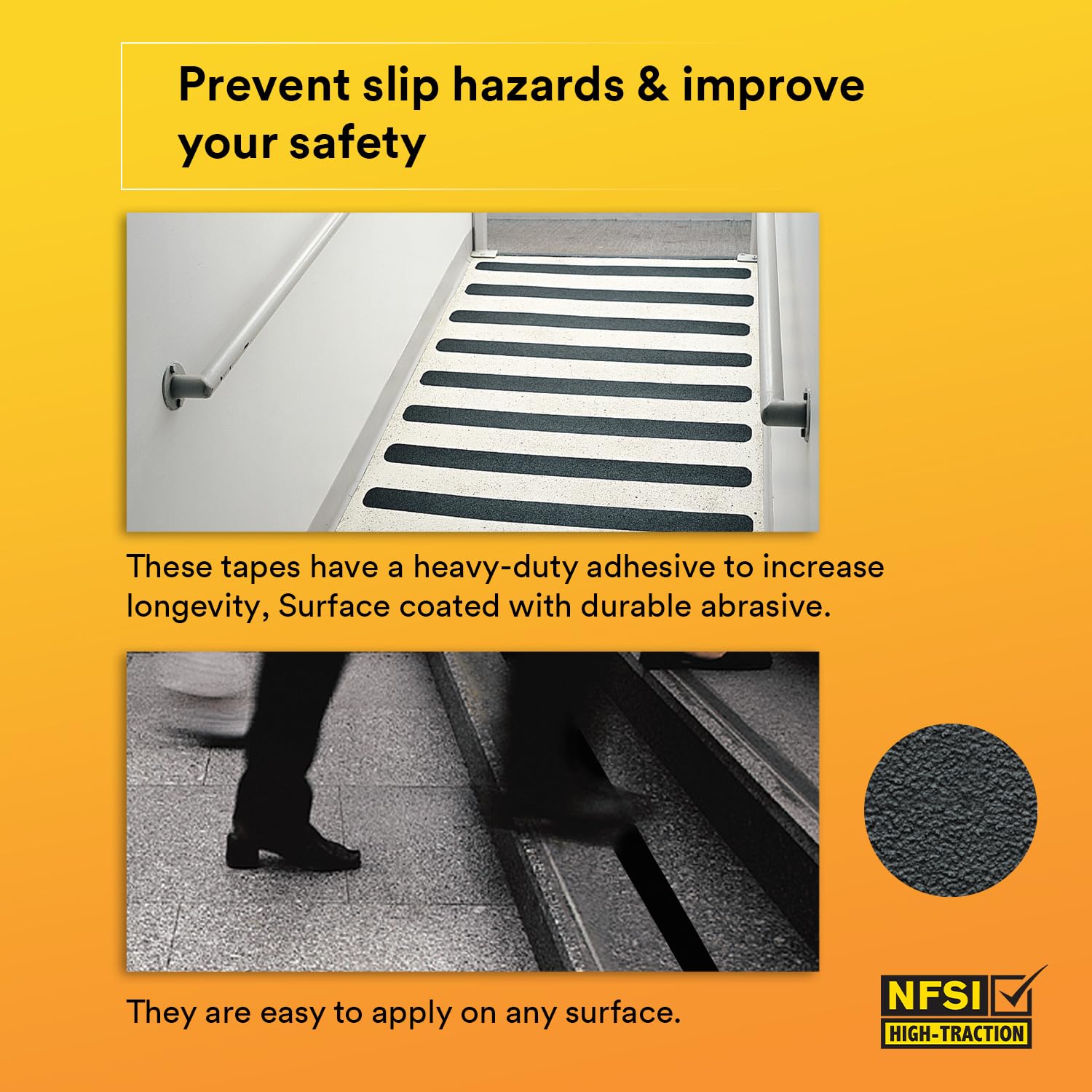 3M 1" x 60' Roll Black 610 Series Safety-Walk Anti Slip Safe Way Traction Tape Non Skid Abrasive Grit Safety