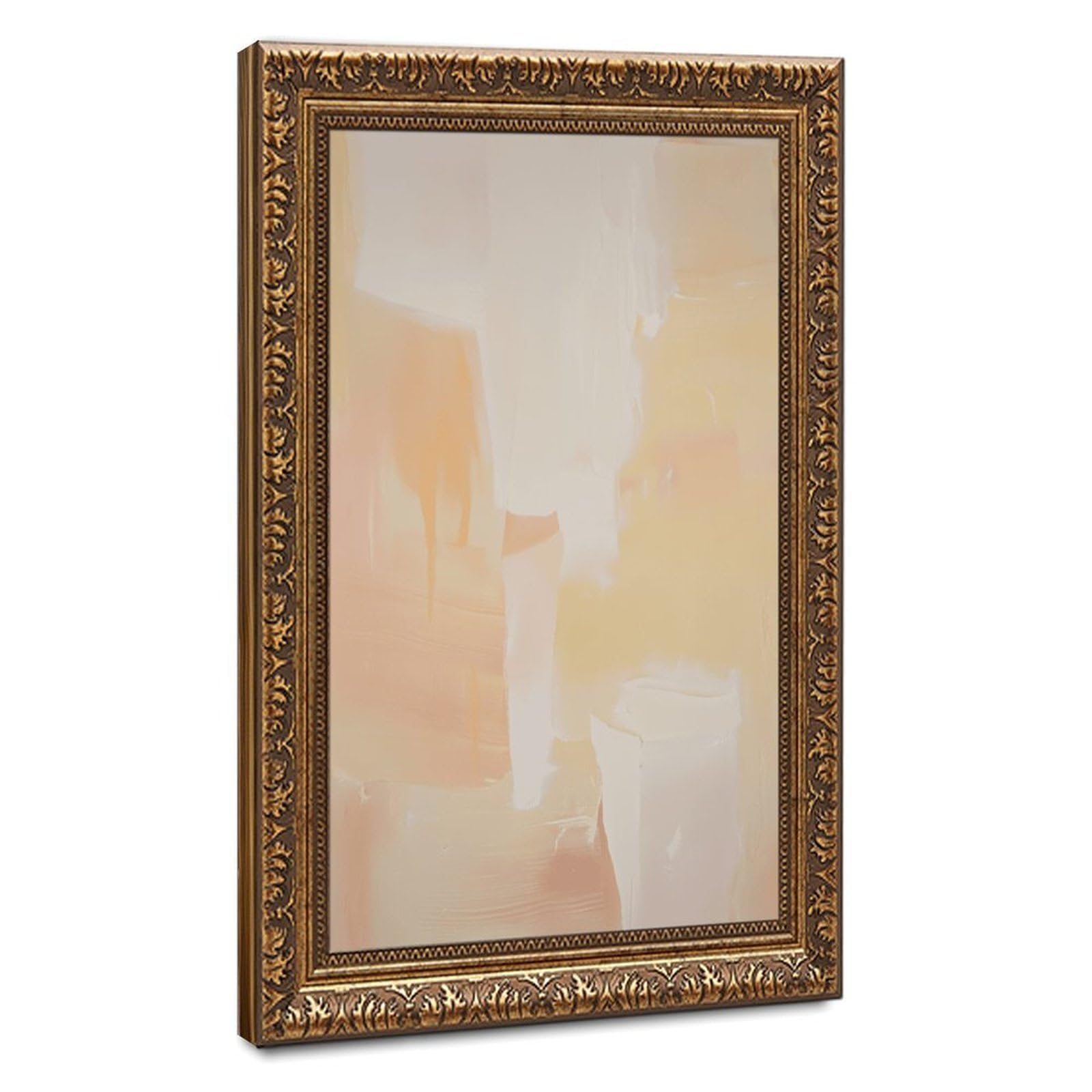 Zguols Warm Textured Abstract And Minimalist Poster 8 Canvas Poster Bedroom Decor Sports Landscape Office Room Decor Gift Retro Gold Frame 24" L X 36" W