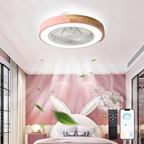 KVOYYIRA Lamp Met Ventilator En Afstandsbediening Stille LED Dimbare Plafondventilator Met Licht Omkeerbare Gelijkstroomventilator Met Licht Verkrijgbaar In Winter En Zomer Voor Keuken Slaapkamer-Pink