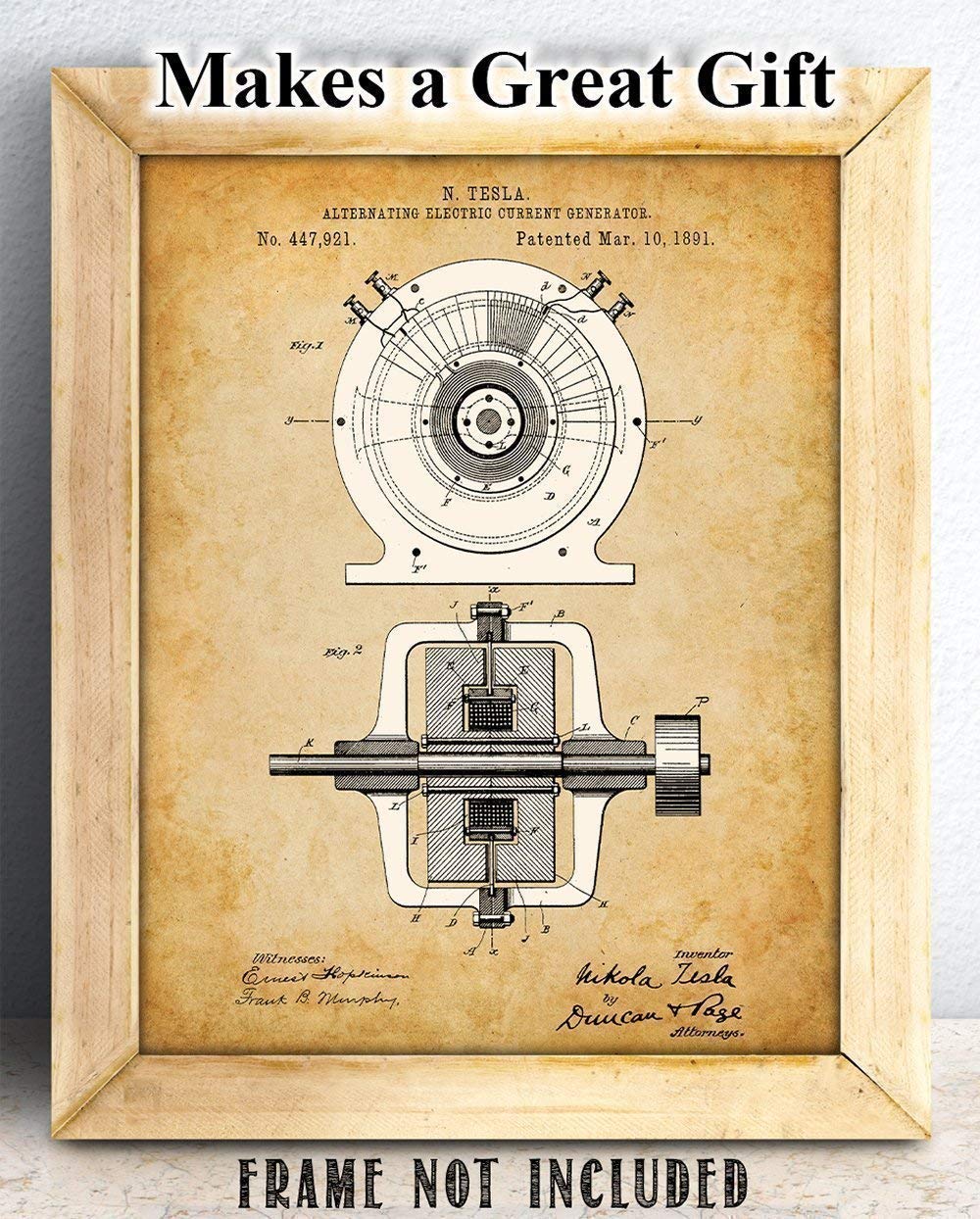 Amazon.com: Vintage Tesla Generator Patent Reproduction – Nikola