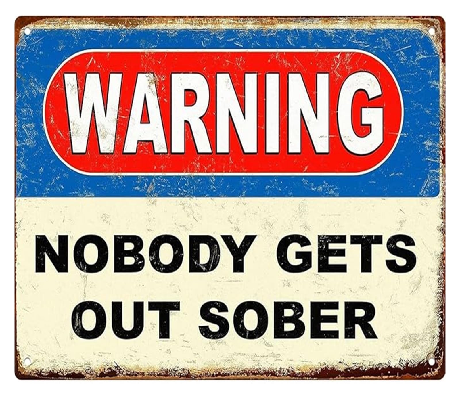 NWPNLXEA Basement Bar Sign Humorous Metal Wall-Art with Classic Warning for Man Cave Game Room 8 X 12 in