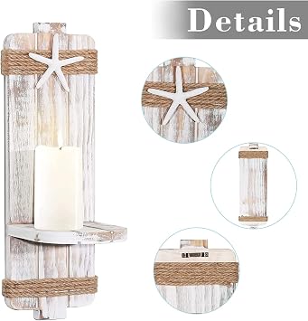 Disdressed Starfish Wall Candle Sconces (Set of 2) Beach Decor