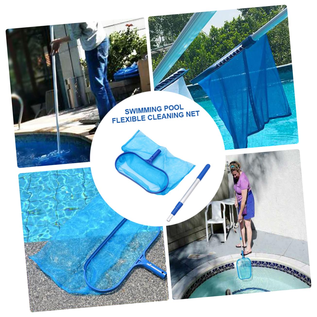 Limpiador de Piscinas 3*35cm con Malla para Skimmer, Azul, Desmontable