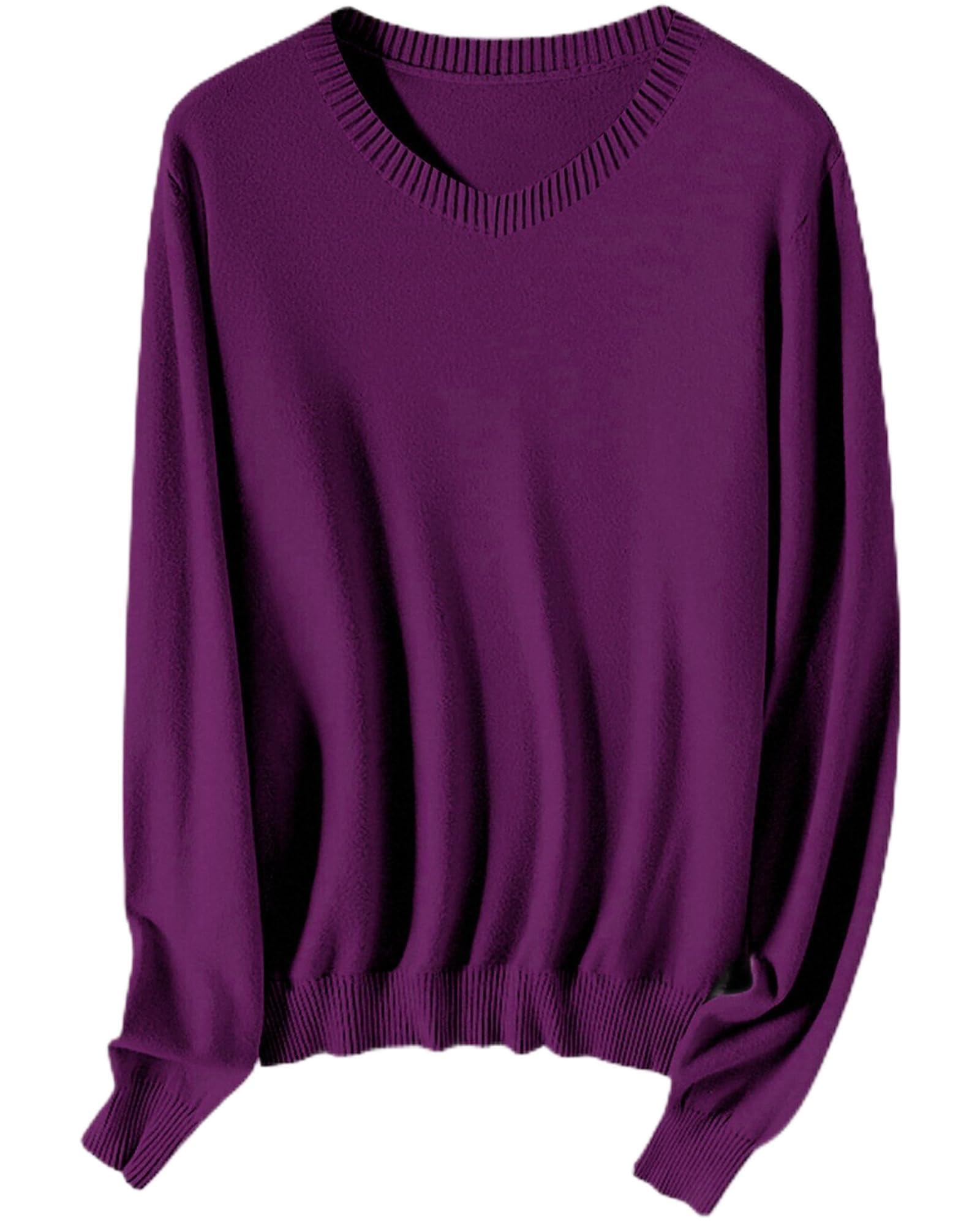 SANGTREE Womens V Neck Pullover Sweater Cotton Modal Casual Basic Long Sleeve Tops