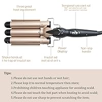Vista 2 de Varita rizadora de 3 barriles – Doble voltaje temperatura ajustable 0.984 in rizador de pelo, barriles triples de turmalina de cerámica de 1