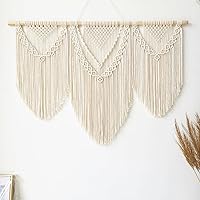 Vista 12 de guzhiou Tapiz grande de macramé para colgar en la pared, tapiz bohemio para decoración de pared, elegante tapiz bohemio hecho a mano, decoración