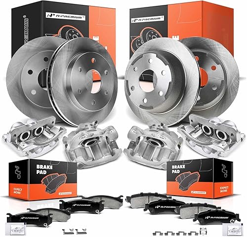 A-Premium Kit de freno de disco delantero y trasero con pinzas compatibles con Chevrolet Silverado 1500 2000-2002, Tahoe 2000-2001 y GMC Sierra 1500