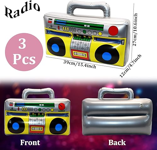 Miniatura 2 de 5 piezas de radio inflable Boombox teléfono móvil inflable de los años 80 y 90 decoraciones de fiesta accesorios de fotos para decoraciones de