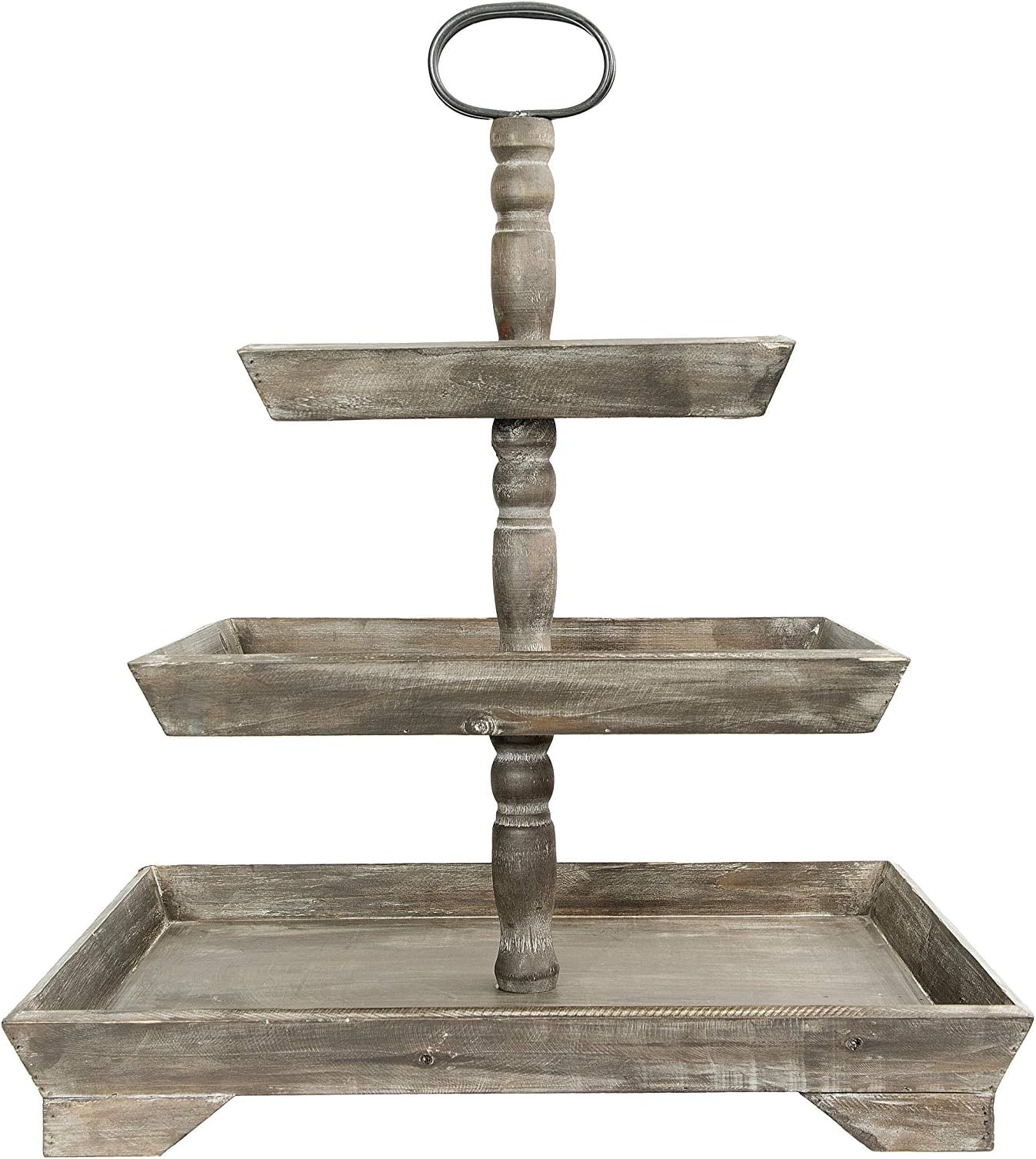 Creative Co-Op3 Tier Tray Decorative Accents, Brown