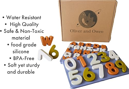 Miniatura 6 de Juego de rompecabezas de silicona rompecabezas de letras ABC con números y letras del alfabeto para niños pequeños, juguetes educativos de