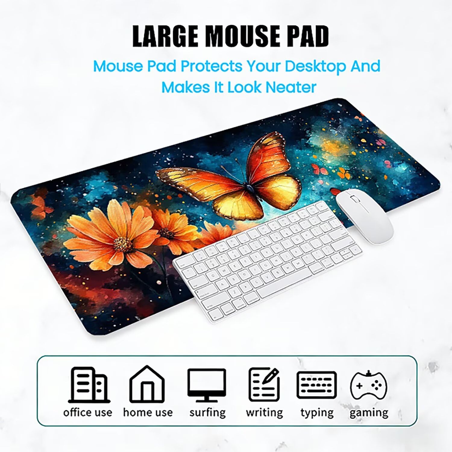 Generico Lejnlnng Tappetino Mouse Gaming XXL -160x80cm - Tramonto Tappetino Scrivania Grande, Spiaggia Impermeabile Tappeto Mouse con Base in Gomma Antiscivolo, Mousepad per Gaming e Ufficio JL-8108