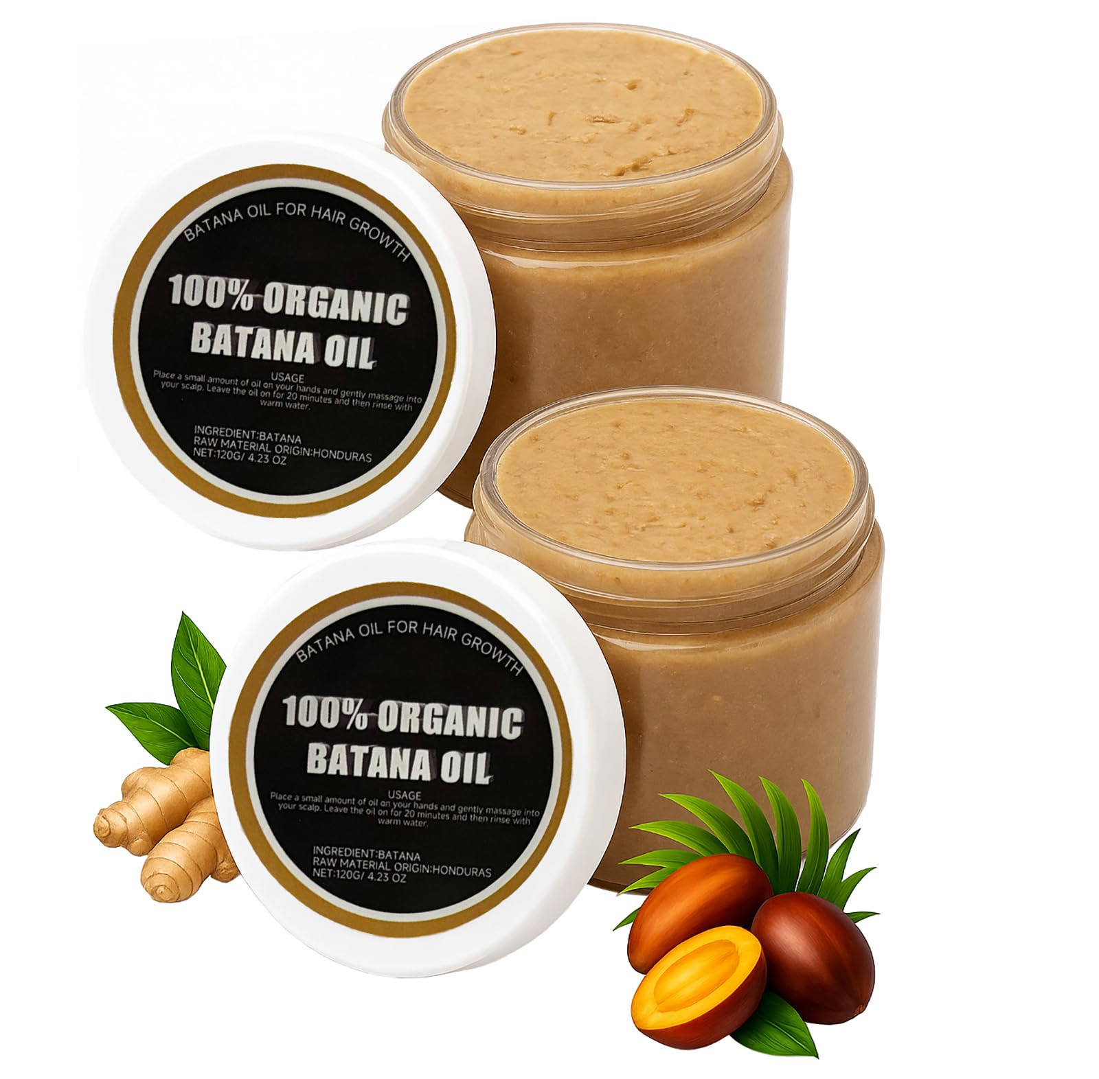 Divine Vitals Batana Oil for Hair Growth, Raw Pure Batana Oil, Prevents Hair Loss, Restore Dry Damanged Hair, Enhances Shine & Texture, Safe for All Hair Types, Men & Women 4.23 oz (Pack of 2)