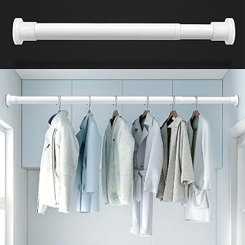 Shower Curtain Rod, 1 Inch Diameter Carbon Steel Tension Drapery Rods, Adjustable 27-161 Inches Extra Long Telescopic Pole With Spring For Window, Bathroom, No Drilling, Never Rust,