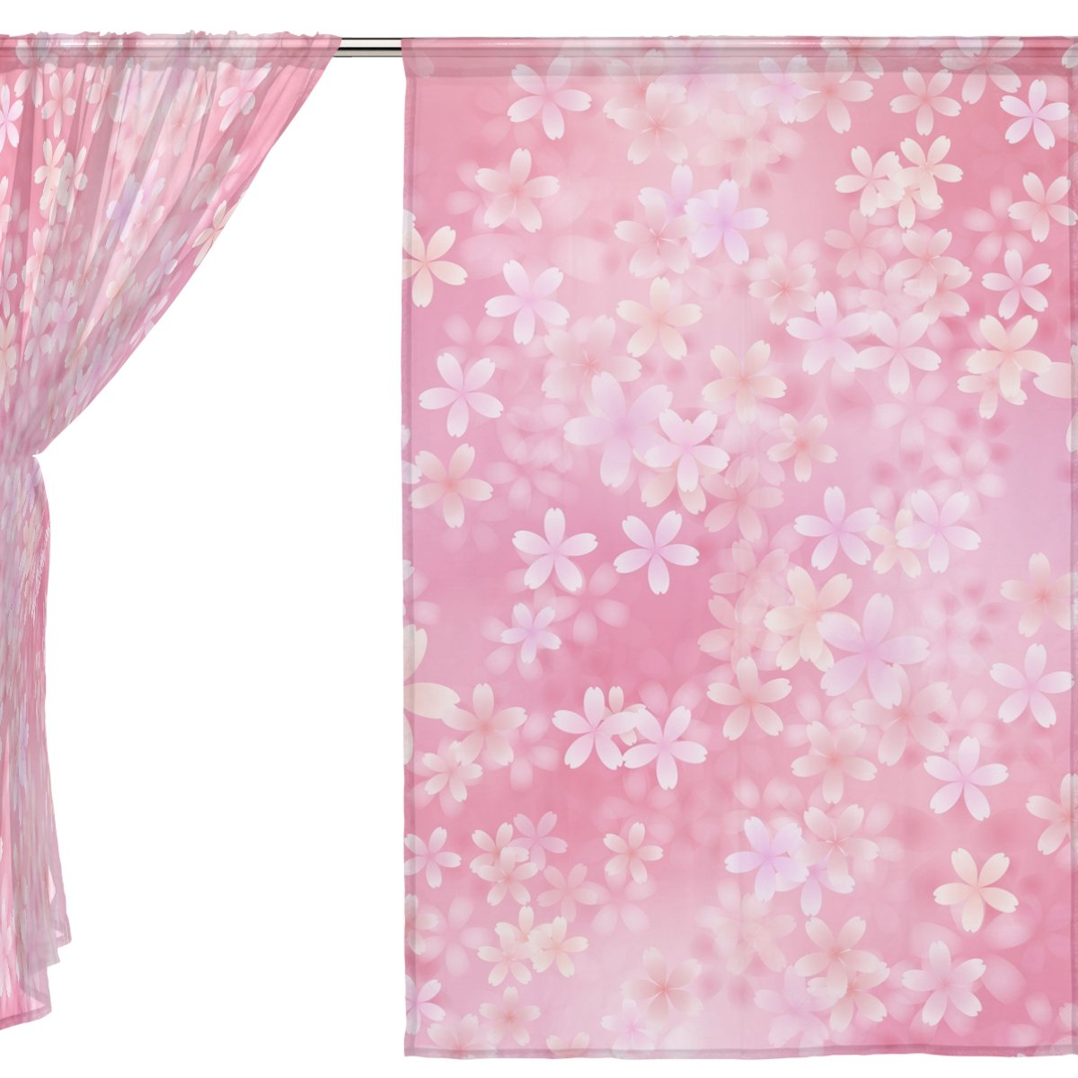 Amazon｜VAWA レースカーテン おしゃれ 遮光 ピンク 桜 花柄