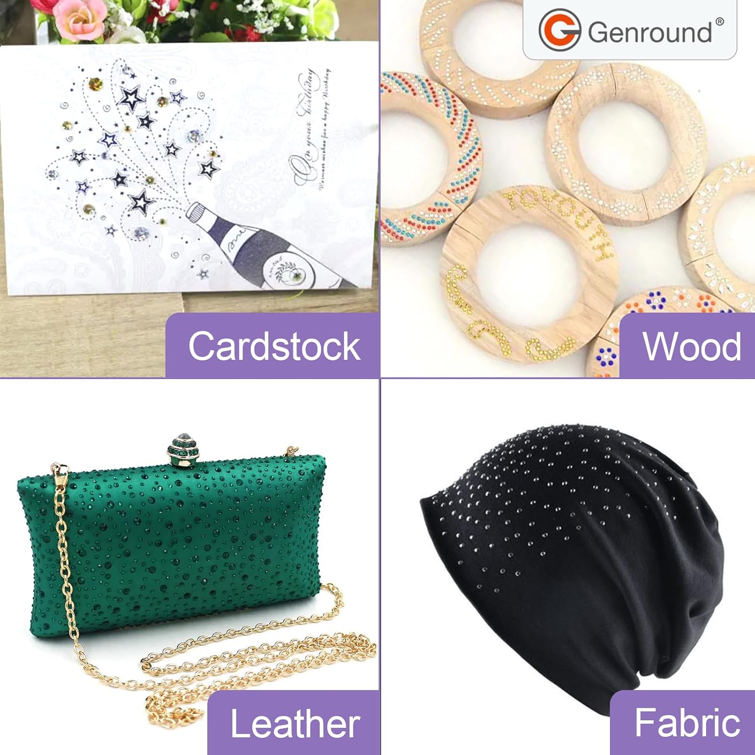Genround Wireless Hotfix Rhinestone Setter, Hot Fix Applicator Tool Bedazzler Kit Iron-on Wand Tool Set with 2 Boxes of Rhinestones Storage Box Tweezer Gems Picking Pen for Clothes Shoes