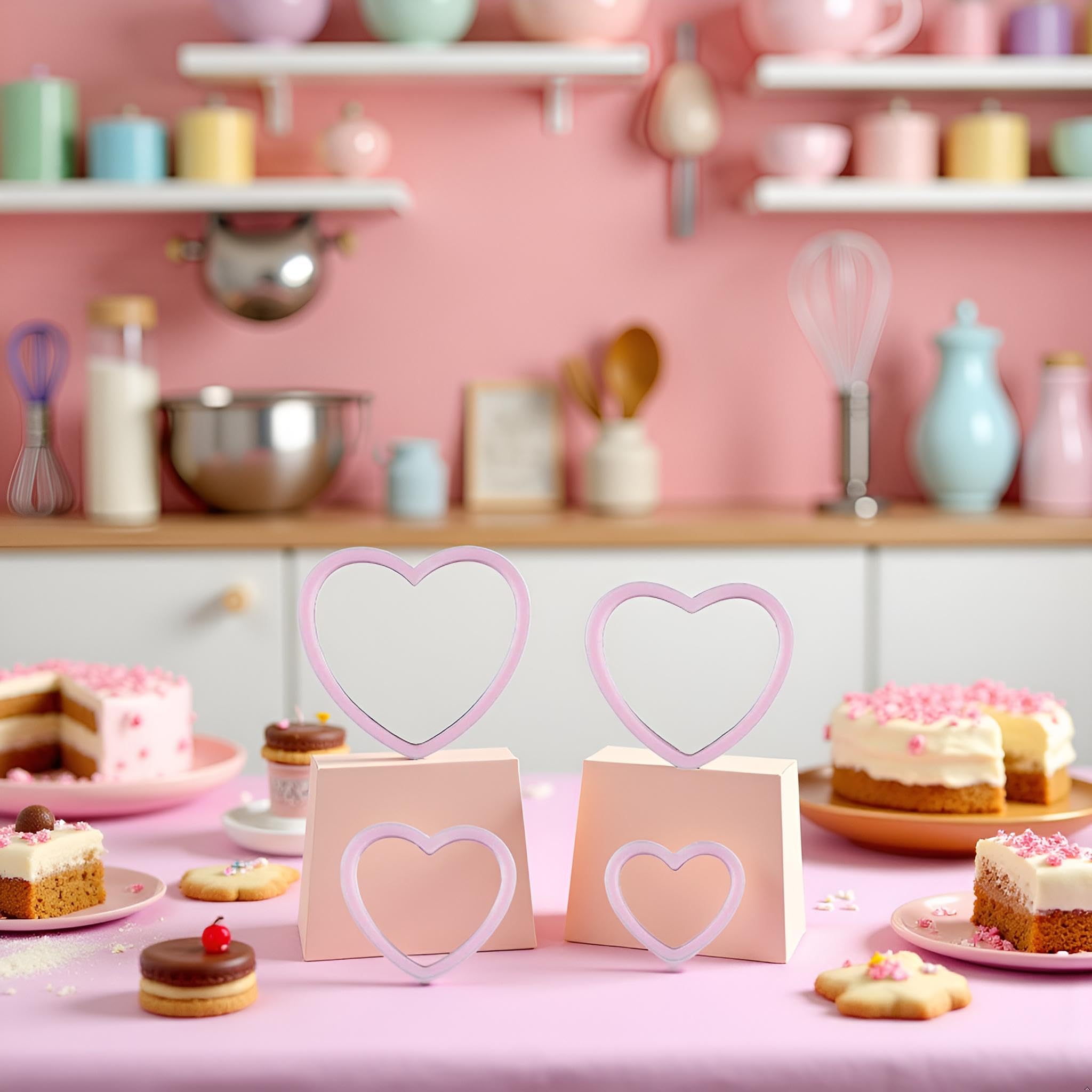 Juego de 4 cortadores de galletas con forma de corazón de diferentes tamaños, moldes para sándwiches, fondant, pasteles, utensilios para hornear, moldes para galletas, postres y caramelos,