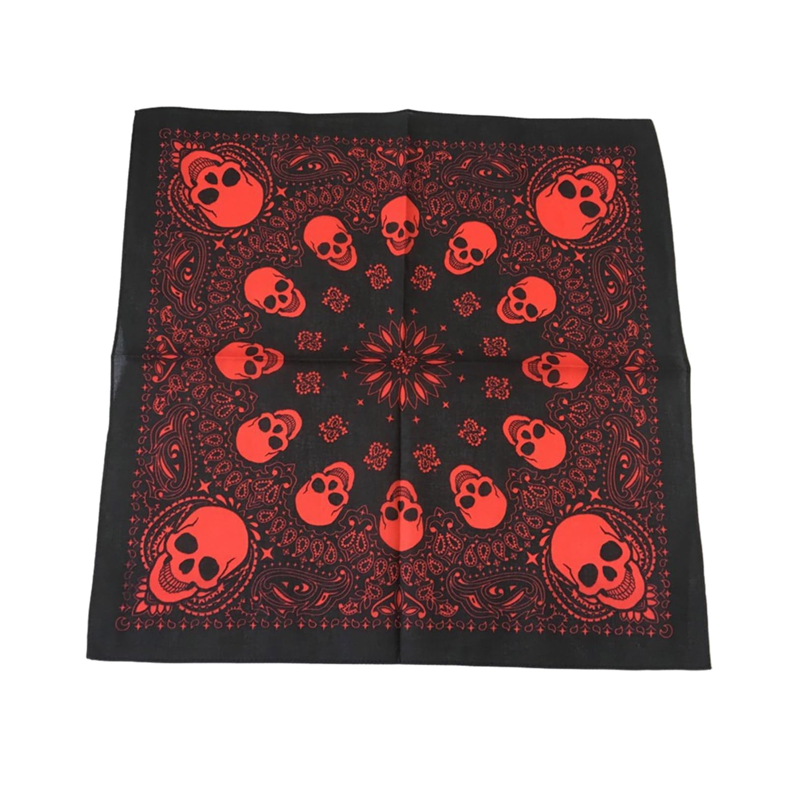 19'' Skull Bandana Head Scarf For Women Men Stretch Square Turban Head Scarf Punk Head Wrap Headwear
