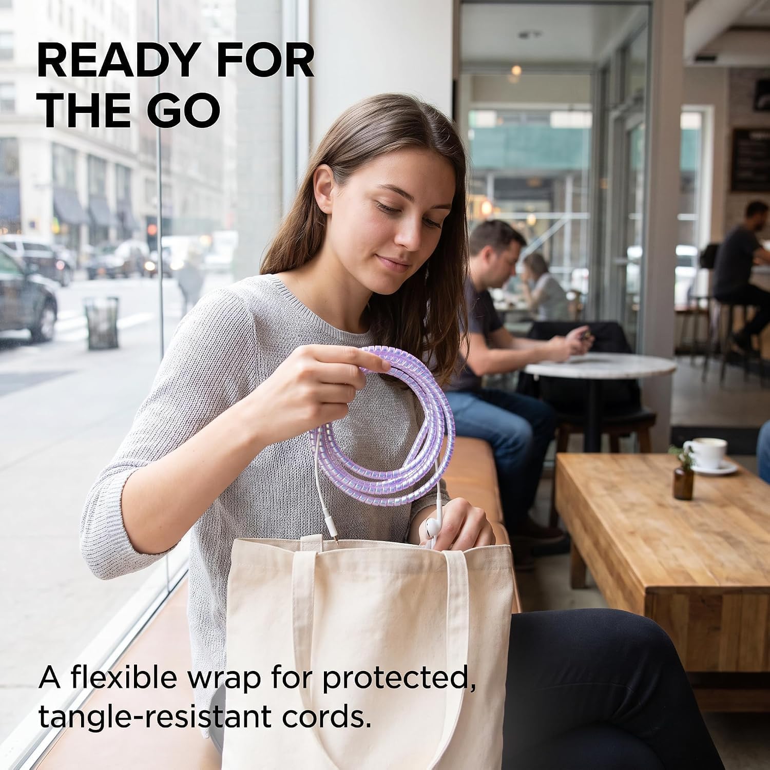 3Pcs Spiral Cable Protector, Chargers Cable Protector Data Cable Protect Sleeve, Headphone Cable Saver for Phone Earphone USB Data Cable Pet Chew 1.5m (4.92ft) (White) image 5