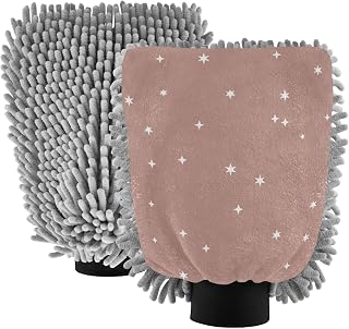 Childish Star and Moon - Guantes de microfibra para lavado de coche, no rayan, esponja, 2 unidades, color marrón