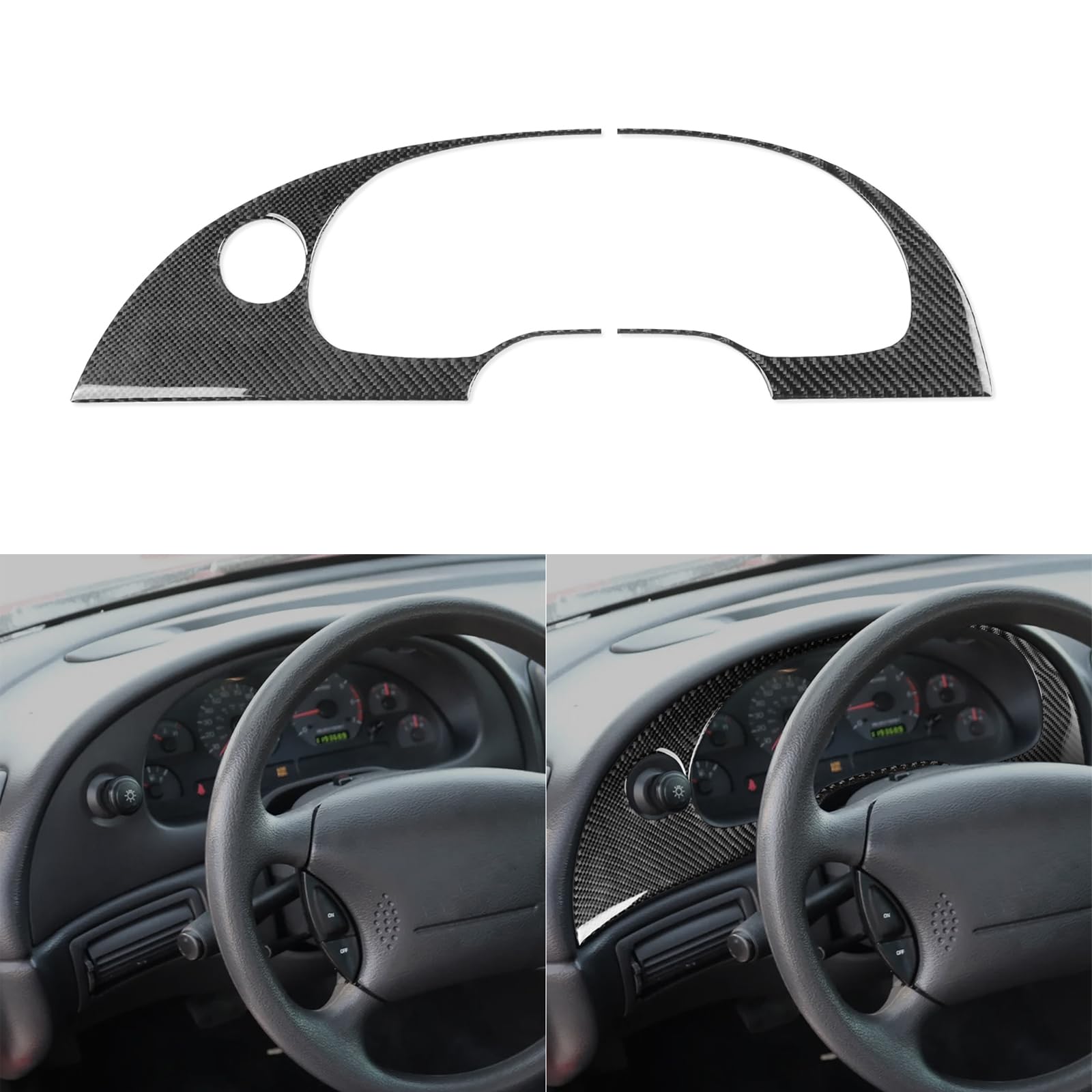 Embellecedor de fibra de carbono 3K de primera calidad para panel de velocímetro de Ford Mustang 2001, 2002, 2003 y 2004, adhesivo decorativo para tablero, accesorios interiores de automóvil, color negro