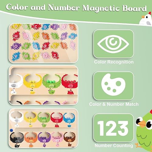 Miniatura 2 de PAISHENKEJI Laberinto magnético 2 en 1 de color y número Juguetes Montessori para más de 3 años de edad de doble cara magnético del alfabeto tablero