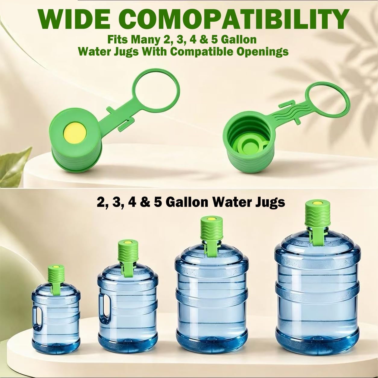 Silicone 5 Gallon Water Jug Cap 3pcs Leakproof Replacement Lid 2/3/4/5 Gal image 3