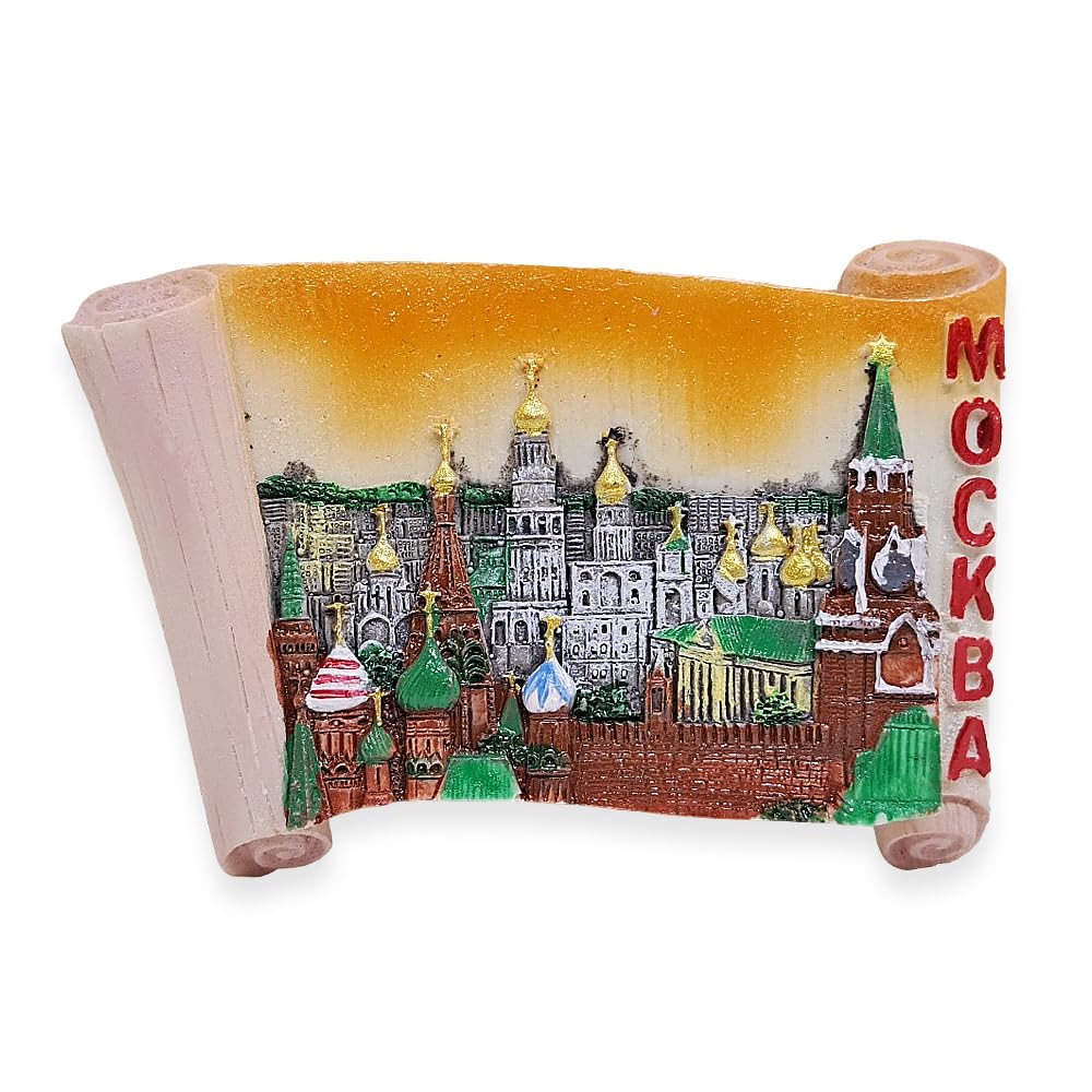 WitnyStore Tiny 3" Yellow The Kremlin Moscow Russia - Miniature Hand Made Resin 3D Europe Landmark Tourist Attractions Decorative Refrigerator Fridge Magnets Décor Collectible Traveler Souvenirs Gifts