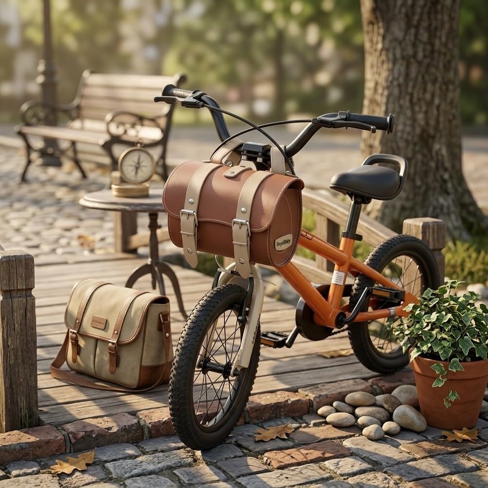 Caswynlife Retro Leather Bicycle Handlebar Bag,Vintage Pu Cycling Front Basket & Saddle Storage Pouch For Classic Road Mountain City Bikes,Brown