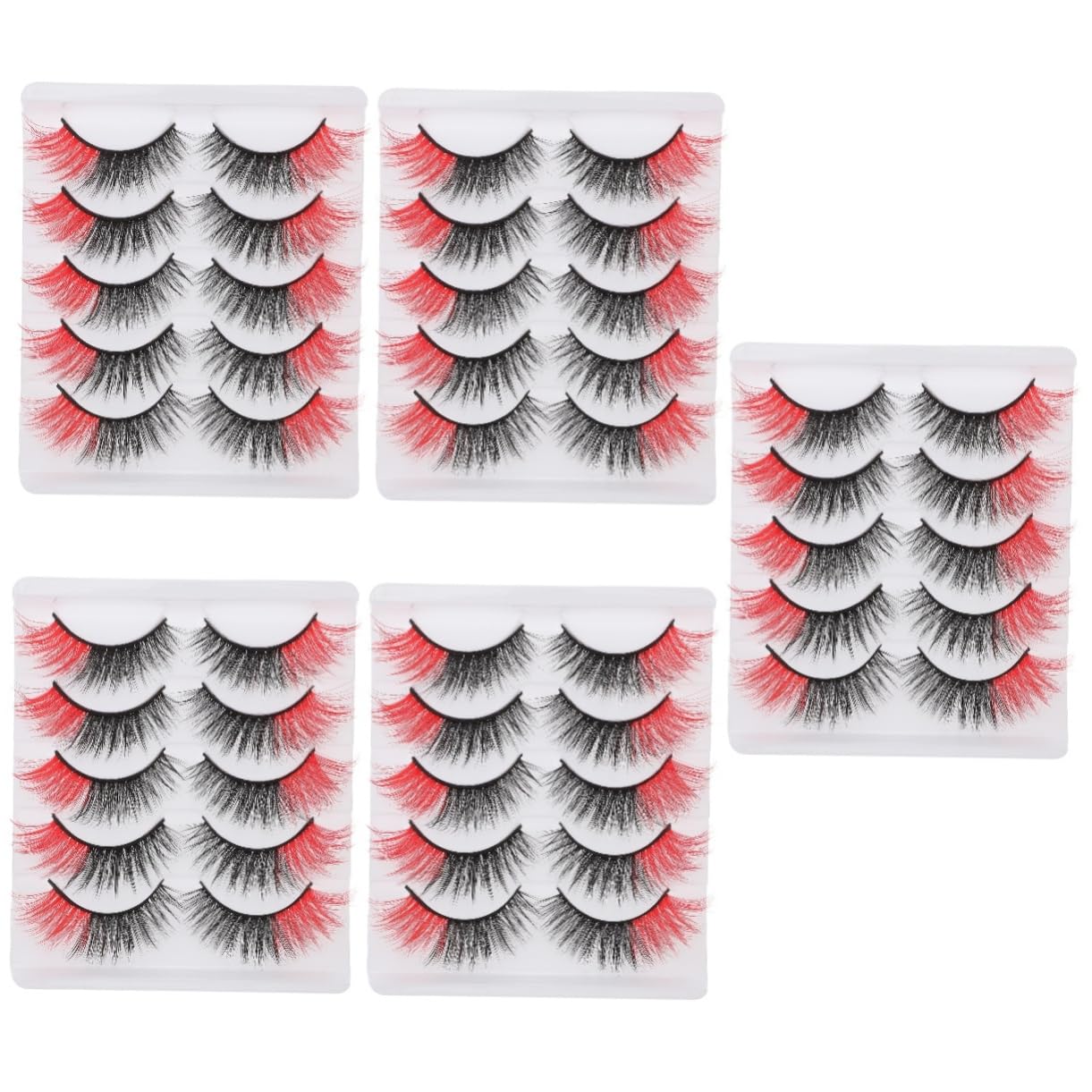 DOITOOL 25 Paia ciglia finte colorate ciglia con colore striscia di ciglia ciondoli per lacci delle scarpe estensione delle ciglia tridimensionale estendere Imitazione rosso