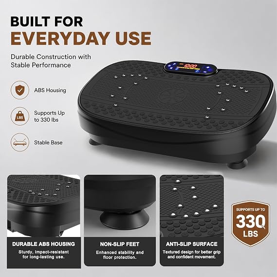 KINMAC Vibration Plate Fitness Platform Exercise Machine | Multiple Adjustable Programs And Levels,Resistance Bands,Full Body Shaker Workout,for Home Gym