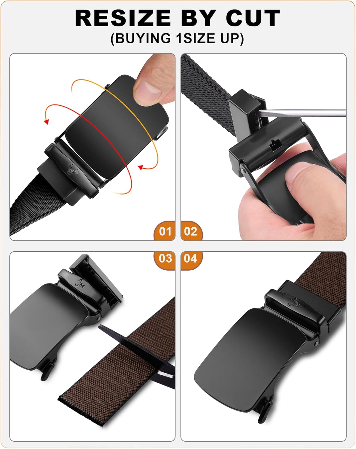 BULLIANT Men Belt-Reversible Ratchet Belt Stretchable for Gift Men Work Casual Golf 1 3/8"-Cut For Fit -2 In 1Belt - Image 6